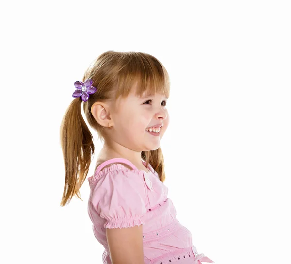 Happy Smiling Little Girl White Background Studio — Stock Photo, Image