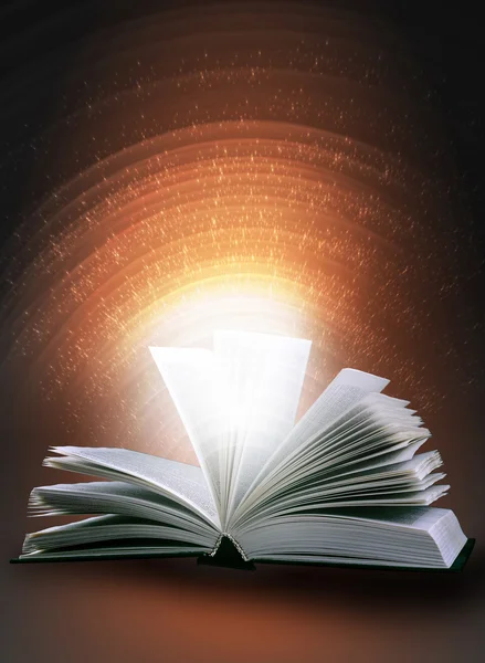 Magische Boek Een Achtergrond Met Lijnen Lichten — Stockfoto