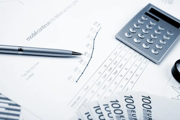 Finansdiagram Och Diagram Tabellen — Stockfoto