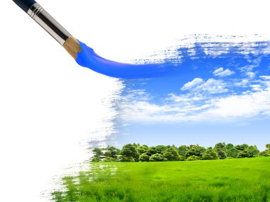 Summer nature picture with a brush clipart