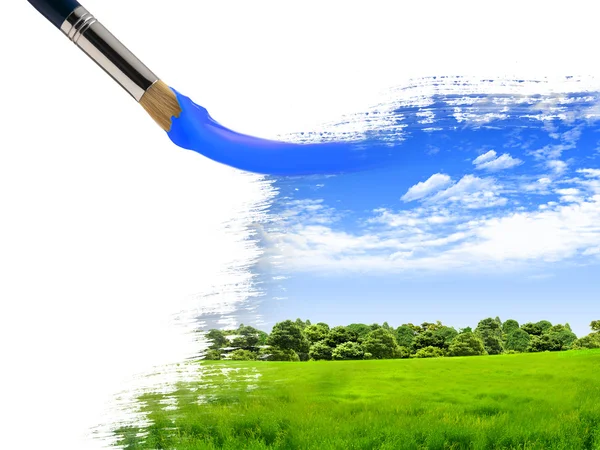Summer nature picture with a brush — Stock Photo, Image