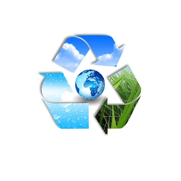 Símbolo de protección y reciclado del medio ambiente — Foto de Stock
