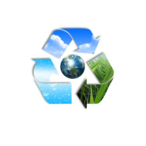 Σύμβολο της προστασίας του περιβάλλοντος και την ανακύκλωση — Φωτογραφία Αρχείου