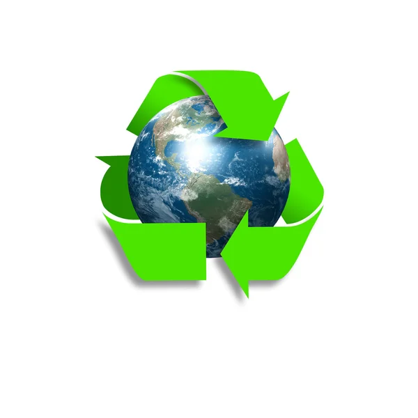 Σύμβολο της προστασίας του περιβάλλοντος και την ανακύκλωση — Φωτογραφία Αρχείου