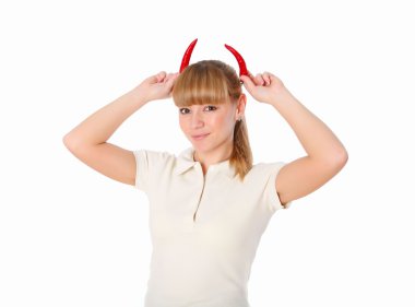 Young woman with pepper horns clipart