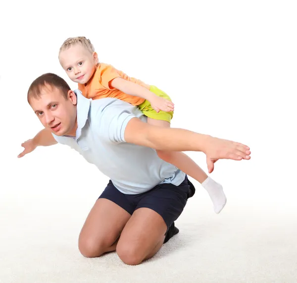 Pai e filha fazendo esporte — Fotografia de Stock
