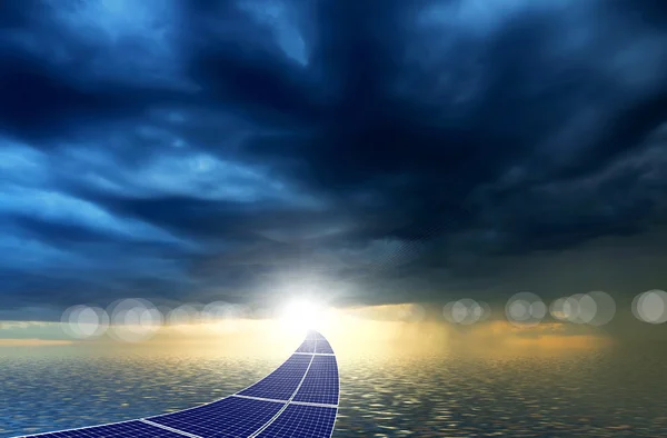 Road from the solar panels — Stock Photo, Image