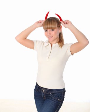 Young woman with pepper horns clipart
