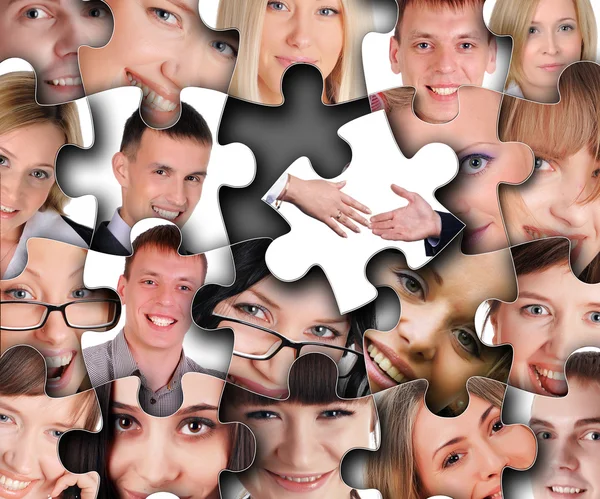 Puzzle from different human faces