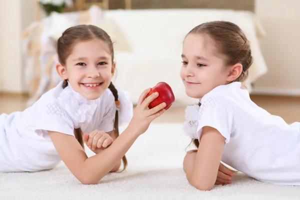 Stock image Twin sisters together at home