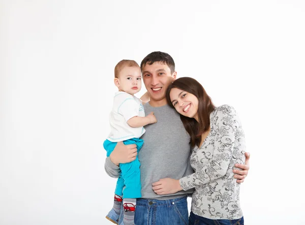 Mamma, pappa och deras barn tillsammans i studion — Stockfoto