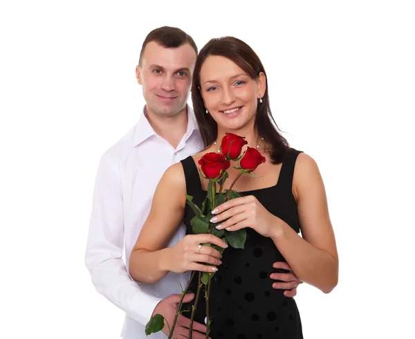 Man met rode rozen — Stockfoto