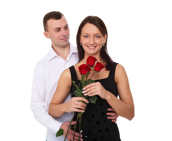 Man met rode rozen — Stockfoto