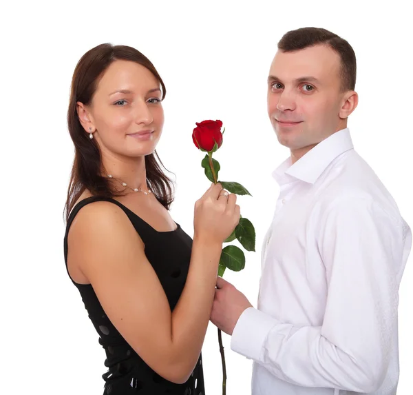 Человек с красными розами — стоковое фото