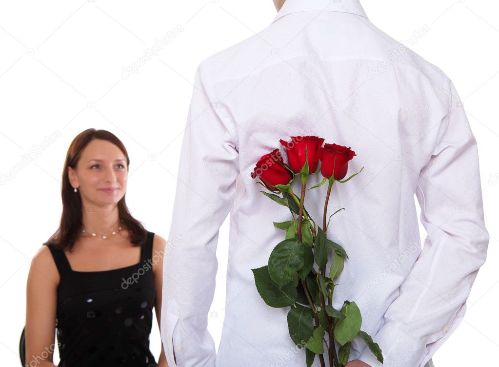 Man with red roses