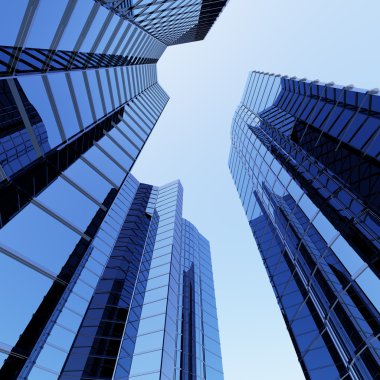 3D blue sky scrapers clipart