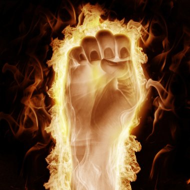 Human hand open arms fire clipart