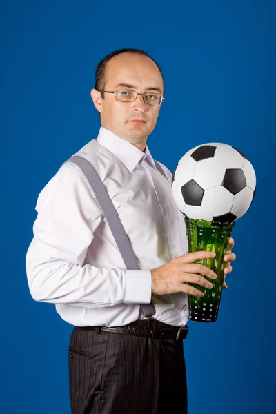 Бизнес с футбольным мячом (футбол ) — стоковое фото