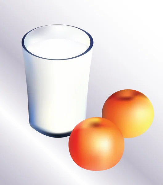 Ein Glas Milch und zwei Äpfel. — Stockvektor
