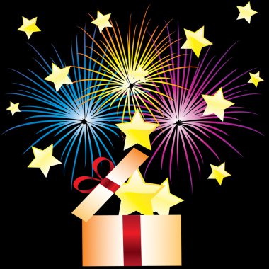 Stars of the box and fireworks. clipart