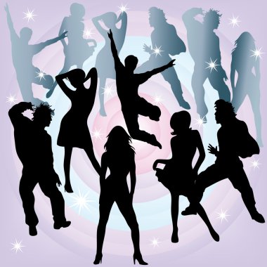 Silhouettes of dancers. clipart