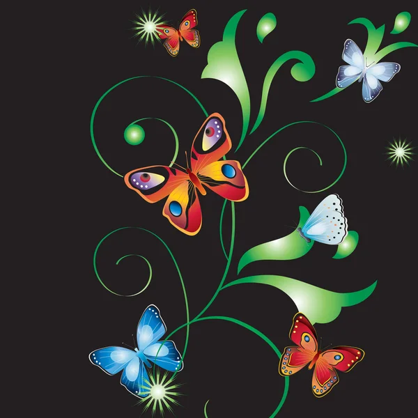 Ornament mit Schmetterlingen. — Stockvektor