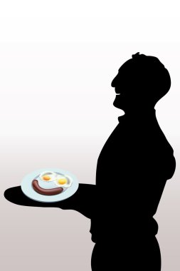 Waiter with eggs. clipart