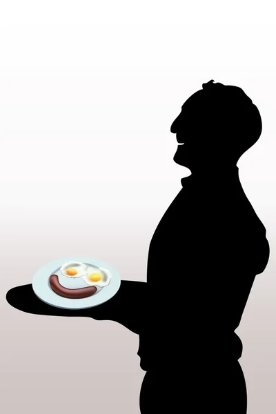 Waiter with eggs. — Stock Vector