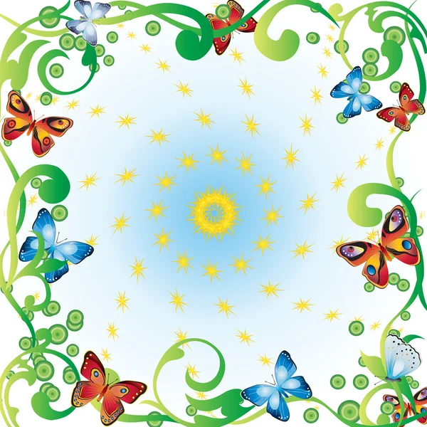 Abstract frame with butterflies. — Stock Vector