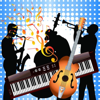 Musicians and musical instruments. clipart