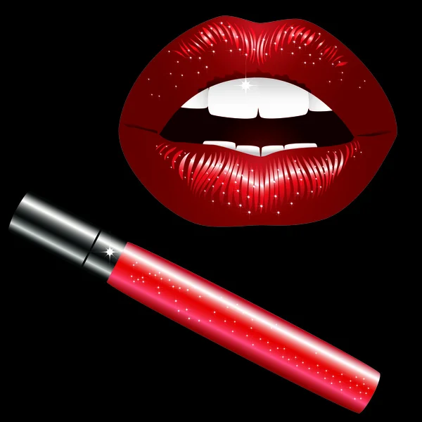 Lèvres et rouge à lèvres . — Image vectorielle