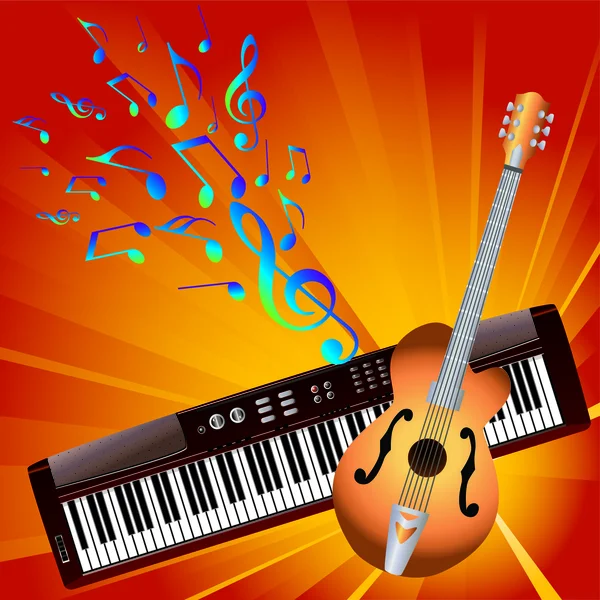 Musical notes and instruments. Stock Illustration