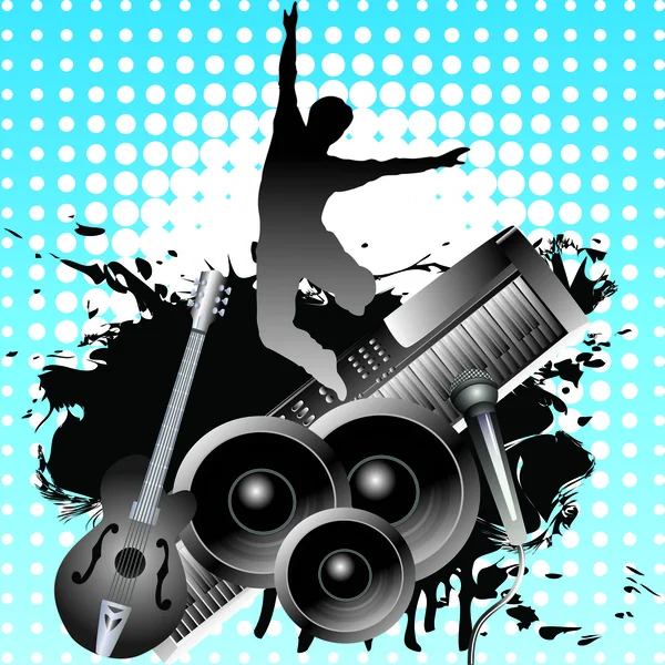 Musical instruments and dancer. — Stock Vector