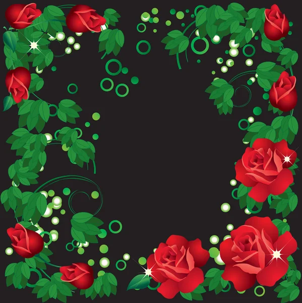 Cadre avec des roses . — Image vectorielle