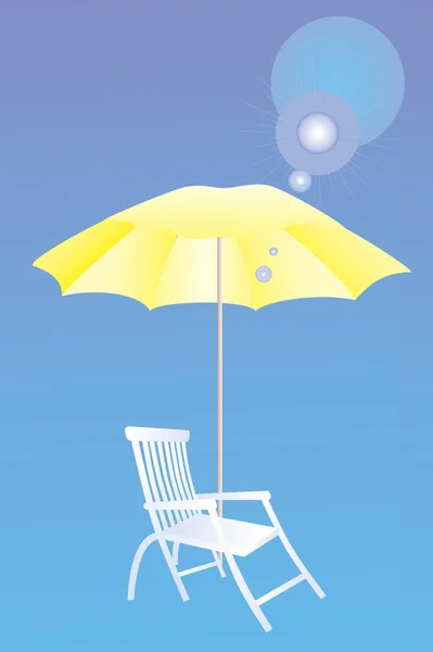 Sun beds and umbrellas. — Stock Vector