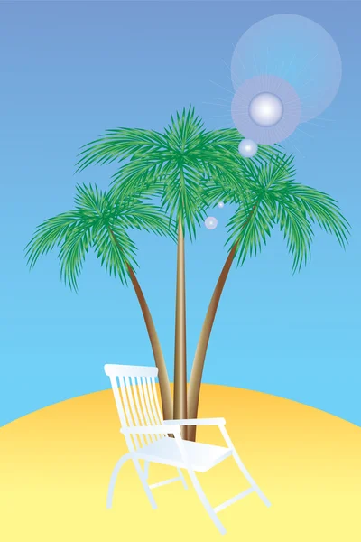 Beds and palm trees. — Stock Vector