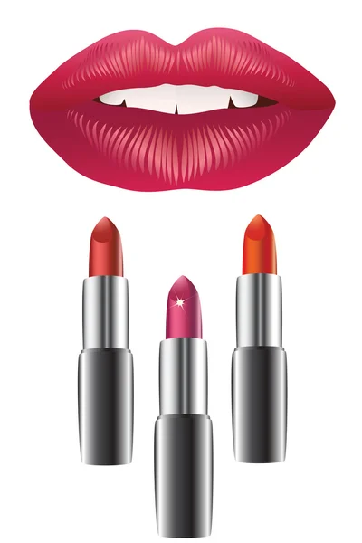 Lips and lipstick. — Stock Vector
