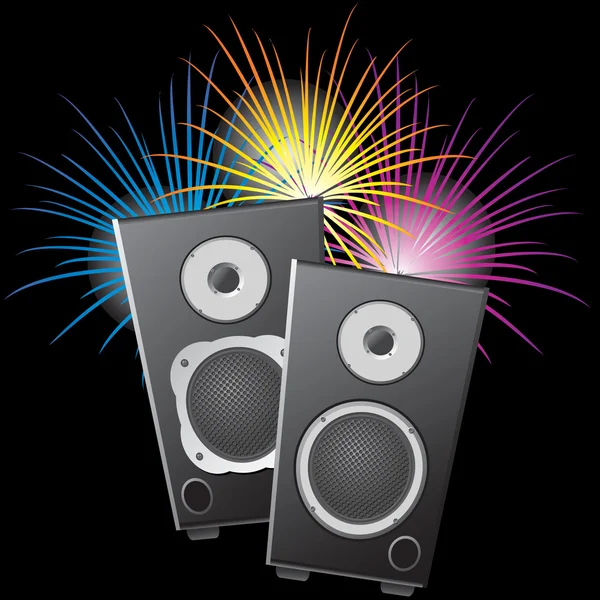 Musical columns and fireworks. — Stock Vector
