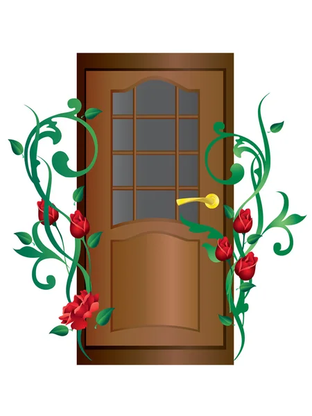 Tür und Rosen. — Stockvektor