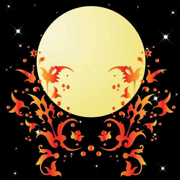 Un motif abstrait et la lune . — Image vectorielle