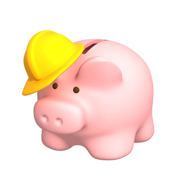 Piggy bank in hoed — Stockfoto