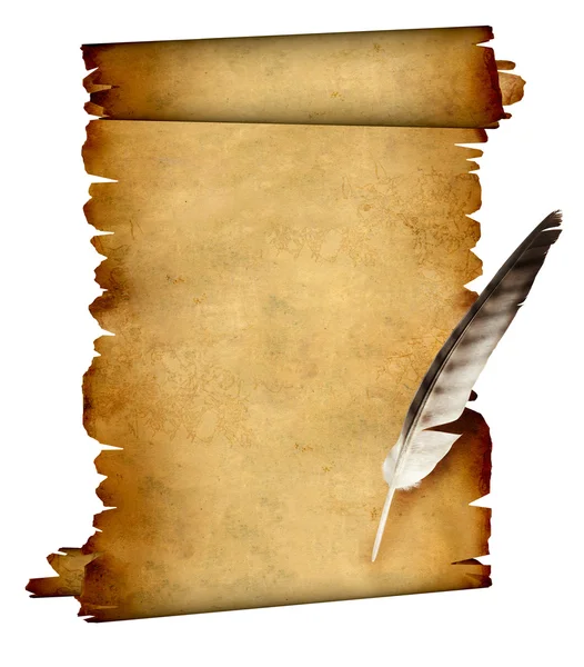 Pergamena di pergamena e piuma — Foto Stock