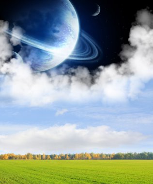 Fields of a far planet clipart