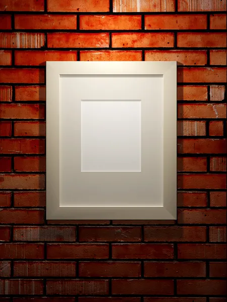 Moldura de imagem em uma parede de tijolo — Fotografia de Stock