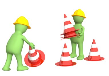 3d puppets with emergency cones clipart