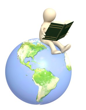 3d puppet, reading the book clipart