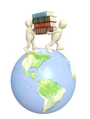 3d puppets with books clipart