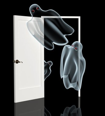 Ghosts, opening a door clipart