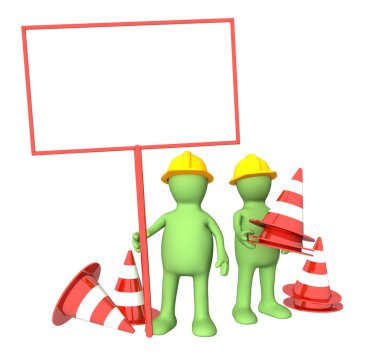 3d puppets with emergency cones clipart