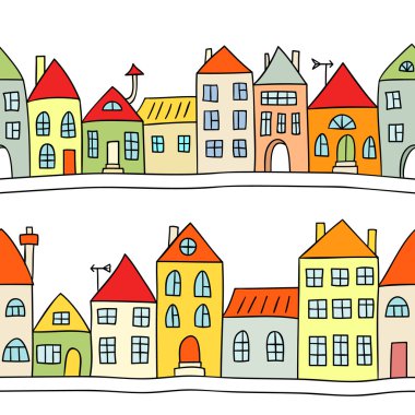 Seamless vector background with houses clipart